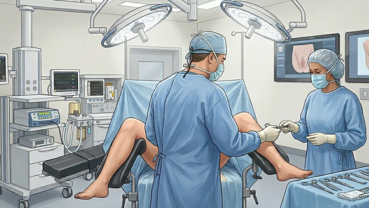 Schéma de la voie vaginale : intervention par le vagin, sans incision abdominale